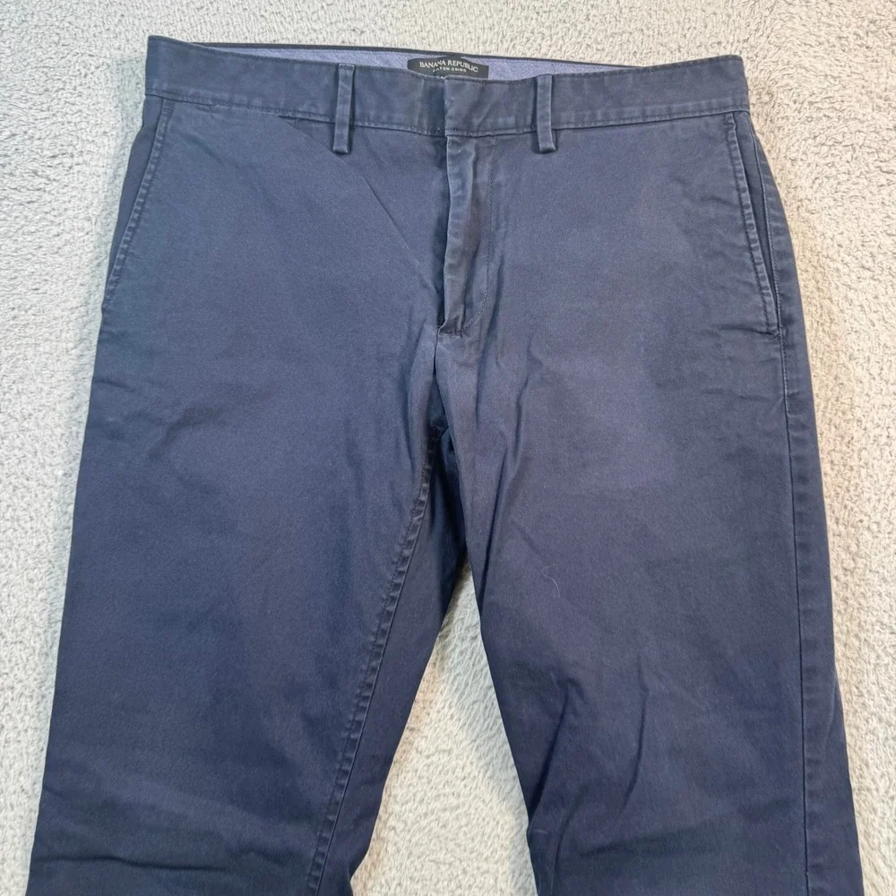 Banana Republic Fulton Chino Pants Mens 32x28 Navy Blue Skinny Fit Stretch